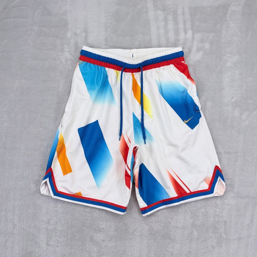Nike Dri-FIT DNA Basketball Shorts Mens Medium 10" White Blue Abstract DH1471